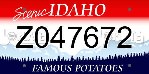 Z047672 Idaho License Plate