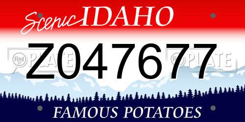 Z047677 Idaho License Plate