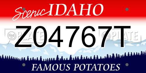 Z04767T Idaho License Plate