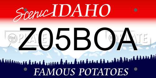 Z05BOA Idaho License Plate