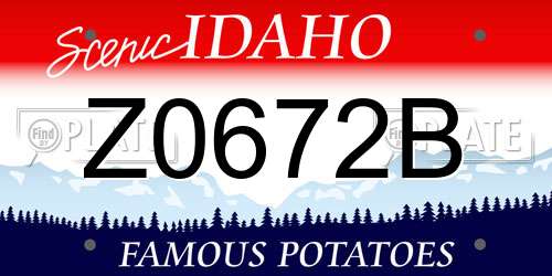 Z0672B Idaho License Plate