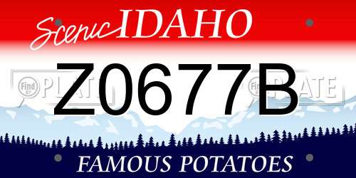Z0677B Idaho License Plate
