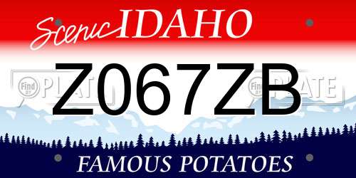 Z067ZB Idaho License Plate