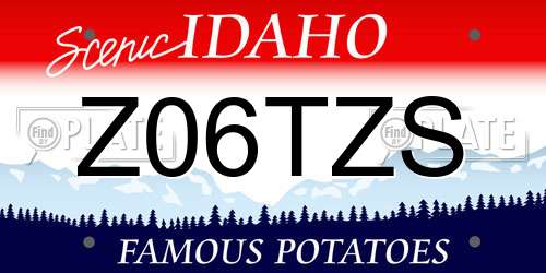Z06TZS Idaho License Plate