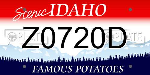 Z0720D Idaho License Plate