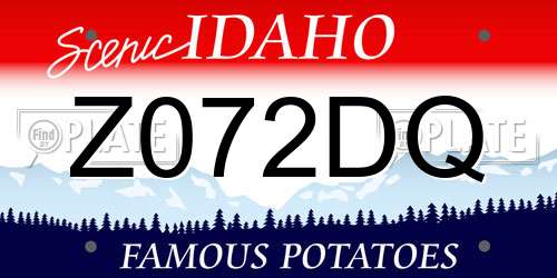 Z072DQ Idaho License Plate