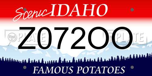Z072OO Idaho License Plate