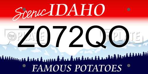 Z072QO Idaho License Plate