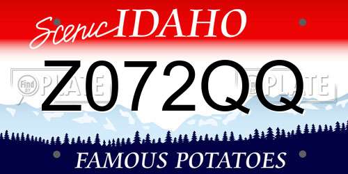 Z072QQ Idaho License Plate
