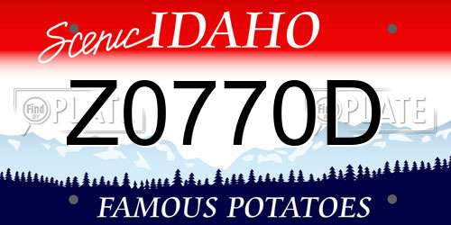 Z0770D Idaho License Plate