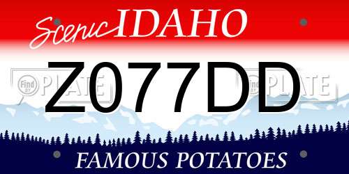 Z077DD Idaho License Plate