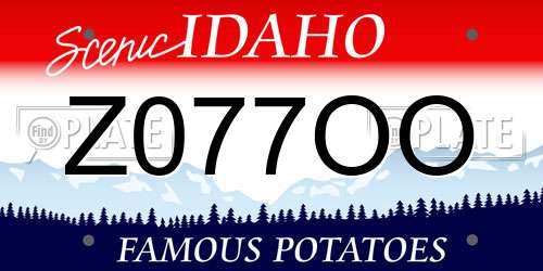Z077OO Idaho License Plate