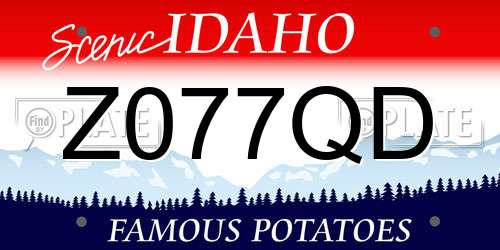 Z077QD Idaho License Plate