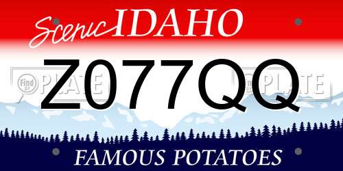 Z077QQ Idaho License Plate