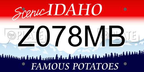 Z078MB Idaho License Plate