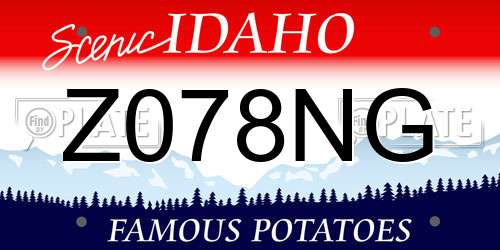 Z078NG Idaho License Plate