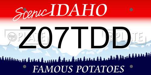 Z07TDD Idaho License Plate