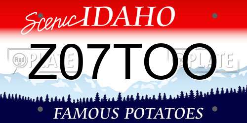Z07TOO Idaho License Plate