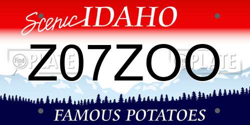 Z07ZOO Idaho License Plate