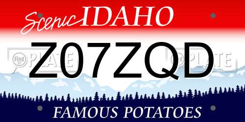 Z07ZQD Idaho License Plate