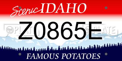 Z0865E Idaho License Plate