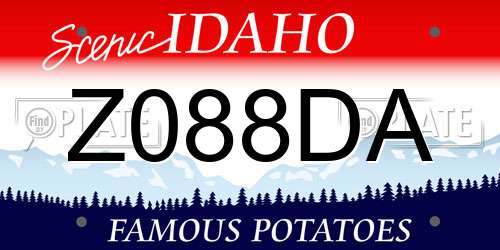 Z088DA Idaho License Plate