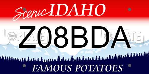 Z08BDA Idaho License Plate