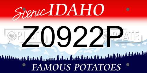 Z0922P Idaho License Plate