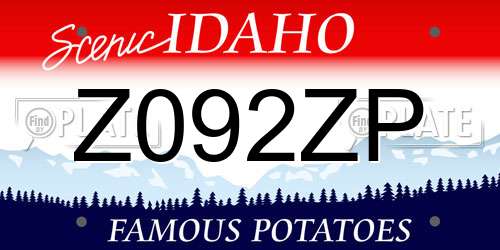 Z092ZP Idaho License Plate