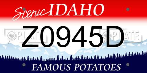 Z0945D Idaho License Plate