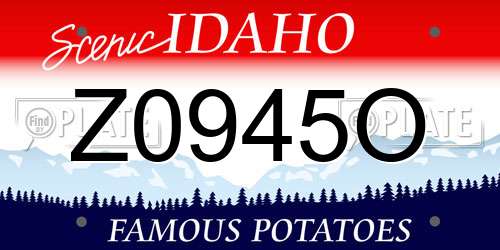 Z0945O Idaho License Plate