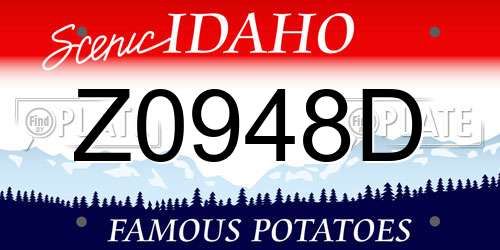 Z0948D Idaho License Plate