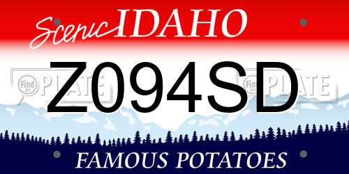Z094SD Idaho License Plate