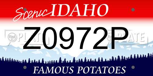 Z0972P Idaho License Plate