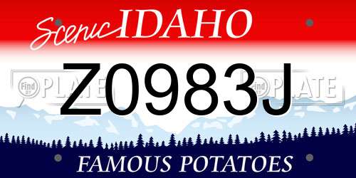 Z0983J Idaho License Plate