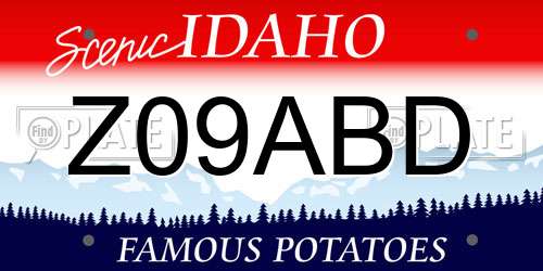 Z09ABD Idaho License Plate