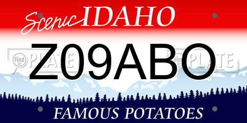 Z09ABO Idaho License Plate