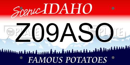 Z09ASO Idaho License Plate