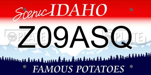 Z09ASQ Idaho License Plate