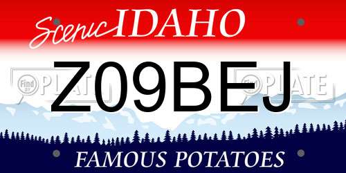 Z09BEJ Idaho License Plate