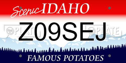 Z09SEJ Idaho License Plate