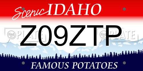 Z09ZTP Idaho License Plate