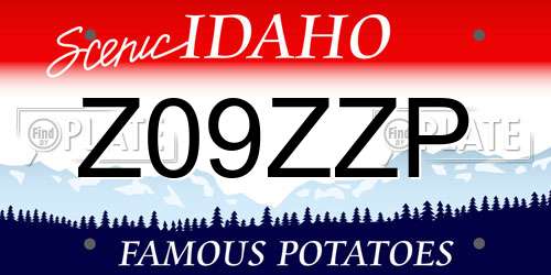 Z09ZZP Idaho License Plate
