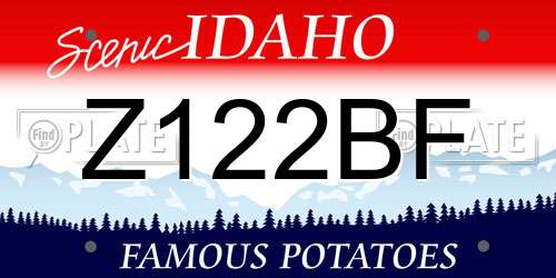 Z122BF Idaho License Plate
