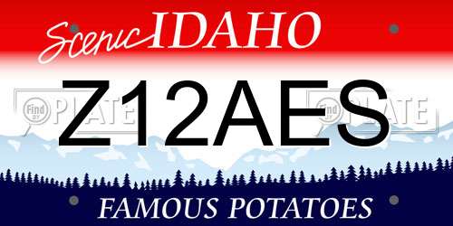 Z12AES Idaho License Plate