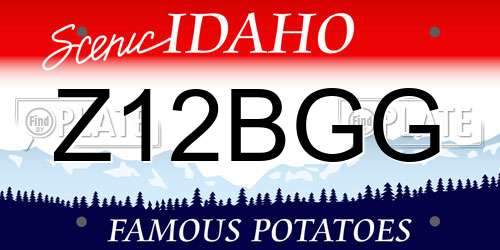 Z12BGG Idaho License Plate