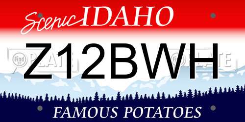 Z12BWH Idaho License Plate