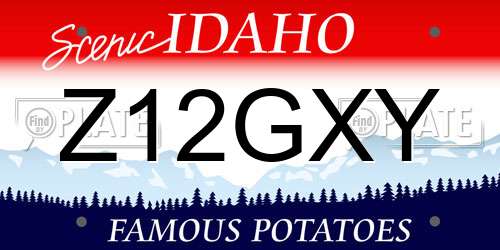 Z12GXY Idaho License Plate