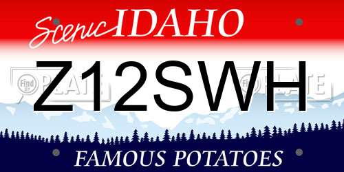 Z12SWH Idaho License Plate