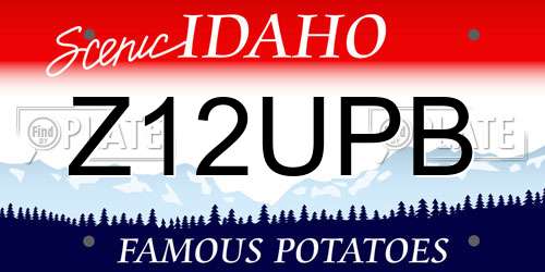 Z12UPB Idaho License Plate